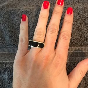 925 Sterling and Black onyx like size 6 ring